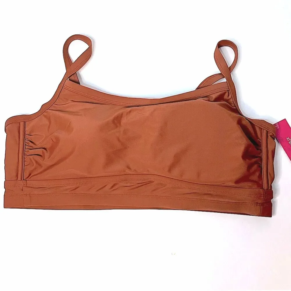Xhilaration Juniors Longline Elevated Rust Bandeau Bikini Top Plus Size 1X New!